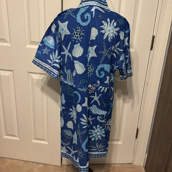 Haute Hippie Blue and White Shell Print Swim Coverup - Picture 6 of 11